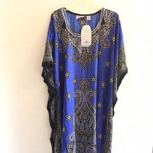 Black Paisley on Blue Long Caftan